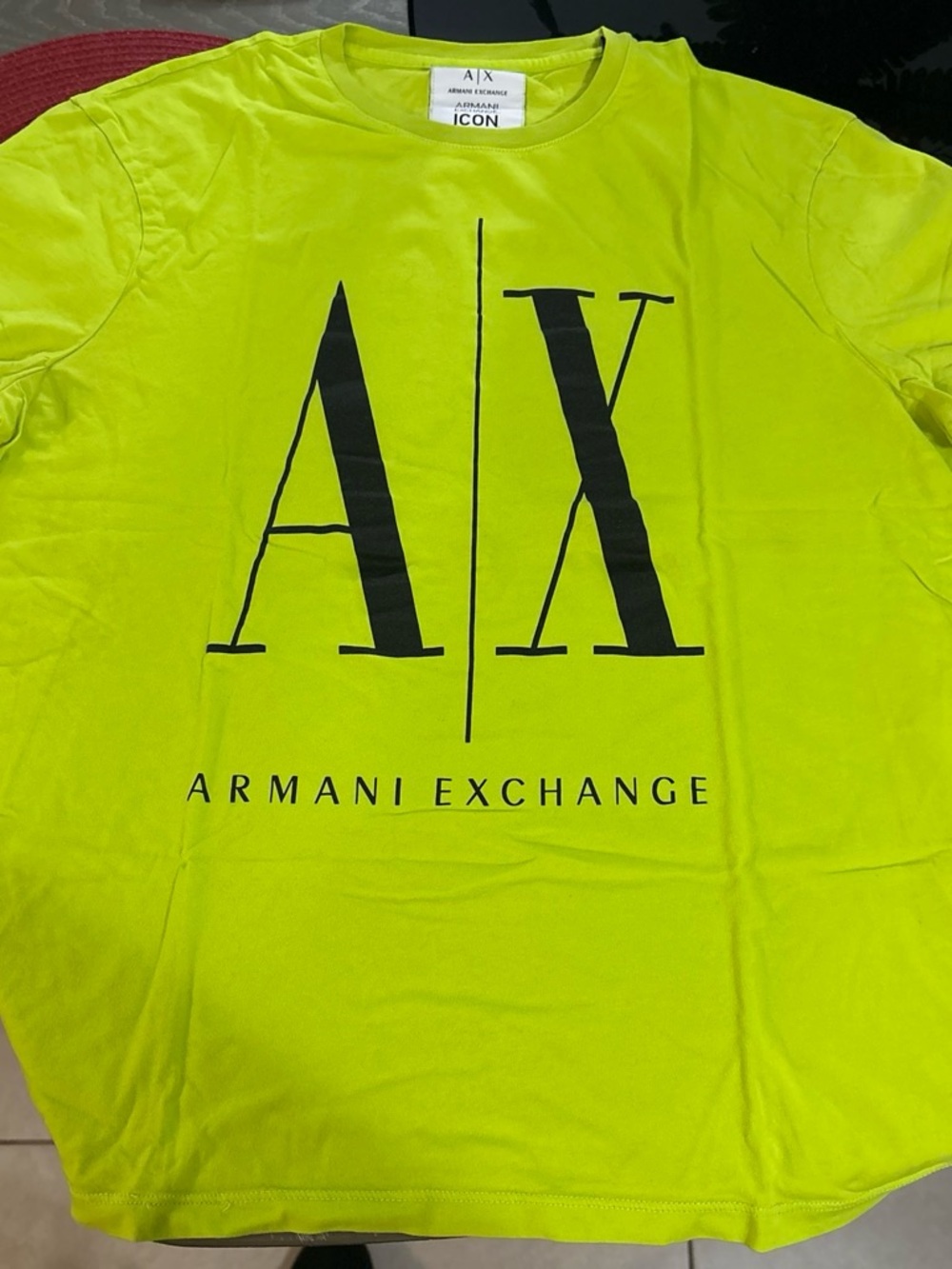 Armani Exchange Neon Lime ICON Tee - Black Logo